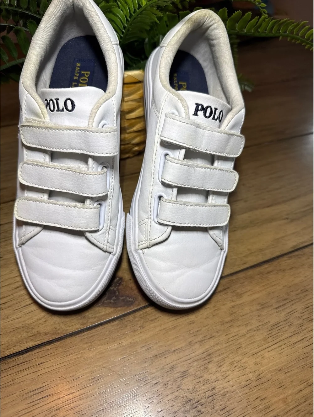 Polo Ralph Lauren Boys White Hook & Loop Sneakers Size 3